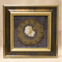 Картина часы со знаками зодиака, агат, багет, бархат
